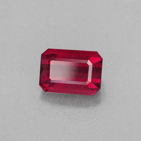 Rubi vermelho natural 1,50ct, corte esmeralda, SI