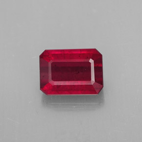 Rubi vermelho natural 1,57ct, corte esmeralda, SI