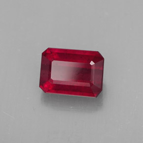Rubi vermelho natural 1,57ct, corte esmeralda, SI