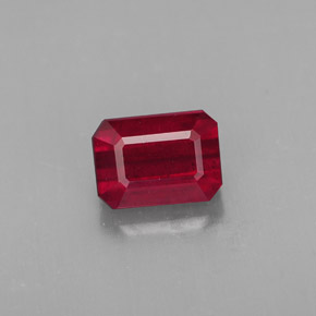 Rubi vermelho natural 1,73ct, corte esmeralda, SI