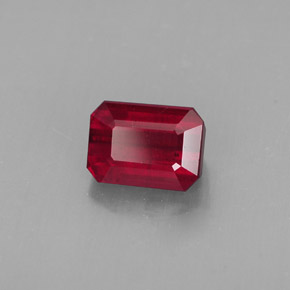 Rubi vermelho natural 1,73ct, corte esmeralda, SI