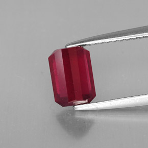 Rubi vermelho natural 1,73ct, corte esmeralda, SI