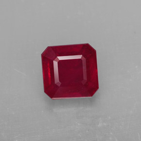 Rubi vermelho natural 1,58ct, corte esmeralda, SI
