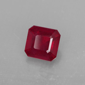 Rubi vermelho natural 1,58ct, corte esmeralda, SI