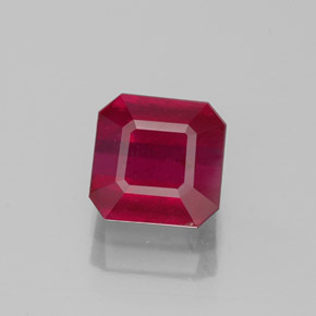 Rubi vermelho natural 1,50ct, corte esmeralda, SI