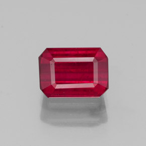 Rubi vermelho natural 1,57ct, corte esmeralda, SI
