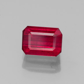 Rubi vermelho natural 1,57ct, corte esmeralda, SI