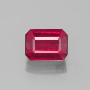 Rubi vermelho natural 1,34ct, corte esmeralda, SI