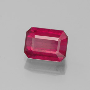 Rubi vermelho natural 1,34ct, corte esmeralda, SI