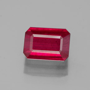 Rubi vermelho natural 1,62ct, corte esmeralda, SI