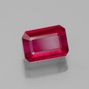 Rubi vermelho natural 1,62ct, corte esmeralda, SI