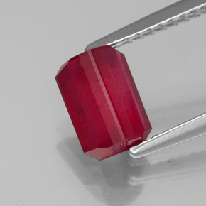 Rubi vermelho natural 1,62ct, corte esmeralda, SI