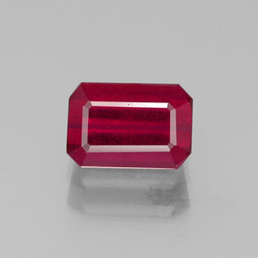 Rubi vermelho natural 1,32ct, corte esmeralda, SI