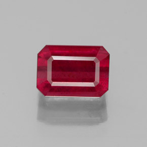 Rubi vermelho natural 1,56ct, corte esmeralda, SI