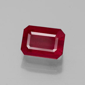Rubi vermelho natural 1,56ct, corte esmeralda, SI