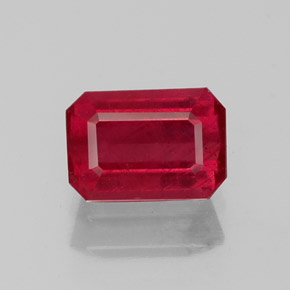 Rubi vermelho natural 1,20ct, corte esmeralda, SI