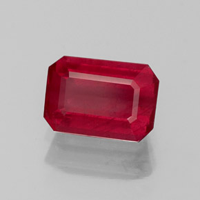 Rubi vermelho natural 1,20ct, corte esmeralda, SI