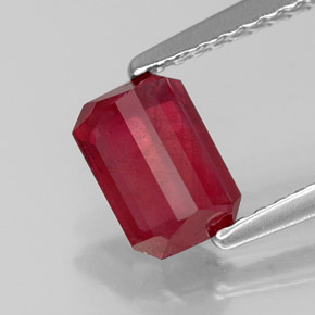 Rubi vermelho natural 1,20ct, corte esmeralda, SI