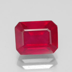 Rubi vermelho natural 3,22ct, corte esmeralda, SI