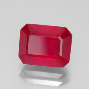 Rubi vermelho natural 3,22ct, corte esmeralda, SI