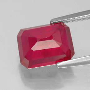 Rubi vermelho natural 3,22ct, corte esmeralda, SI