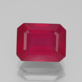 Rubi vermelho natural 3,58ct, corte esmeralda, SI