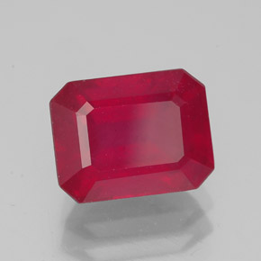 Rubi vermelho natural 3,58ct, corte esmeralda, SI