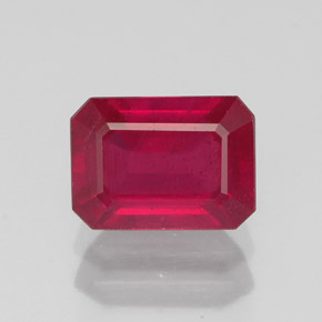 Rubi vermelho natural 1,76ct, corte esmeralda, SI