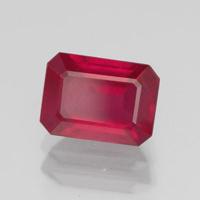 Rubi vermelho natural 1,76ct, corte esmeralda, SI