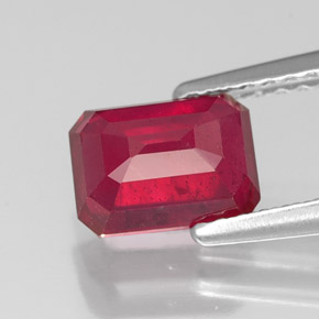 Rubi vermelho natural 1,76ct, corte esmeralda, SI