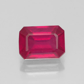 Rubi vermelho natural 1,34ct, corte esmeralda, SI