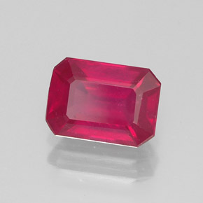 Rubi vermelho natural 1,34ct, corte esmeralda, SI