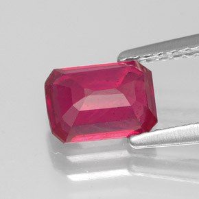 Rubi vermelho natural 1,34ct, corte esmeralda, SI