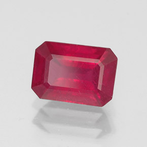 Rubi vermelho natural 1,40ct, corte esmeralda, SI