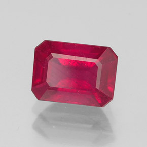 Rubi vermelho natural 1,62ct, corte esmeralda, SI