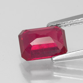 Rubi vermelho natural 1,62ct, corte esmeralda, SI