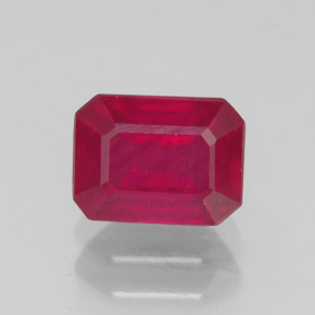 Rubi vermelho natural 1,39ct, corte esmeralda, SI