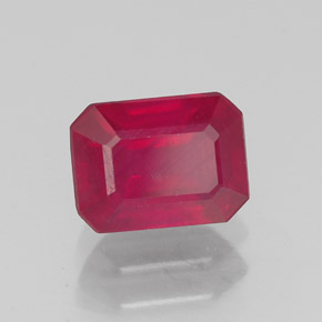 Rubi vermelho natural 1,39ct, corte esmeralda, SI