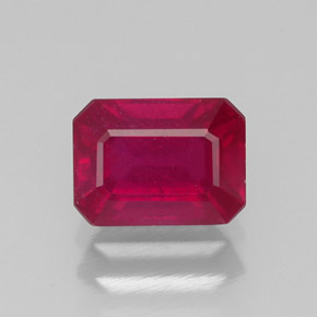 Rubi vermelho natural 1,41ct, corte esmeralda, VS-SI