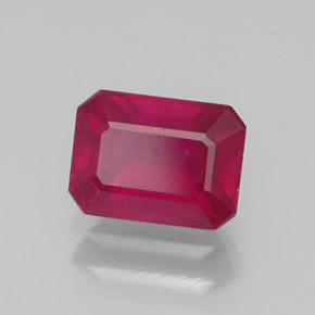 Rubi vermelho natural 1,41ct, corte esmeralda, VS-SI