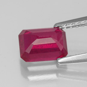 Rubi vermelho natural 1,41ct, corte esmeralda, VS-SI