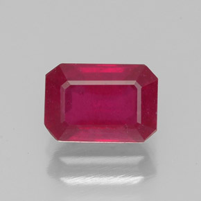 Rubi vermelho natural 1,43ct, corte esmeralda, VS-SI
