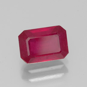 Rubi vermelho natural 1,43ct, corte esmeralda, VS-SI