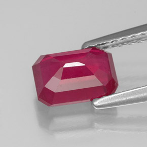 Rubi vermelho natural 1,43ct, corte esmeralda, VS-SI