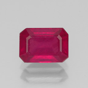 Rubi vermelho natural 1,39ct, corte esmeralda, VS-SI