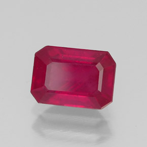 Rubi vermelho natural 1,39ct, corte esmeralda, VS-SI