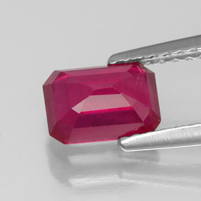 Rubi vermelho natural 1,39ct, corte esmeralda, VS-SI