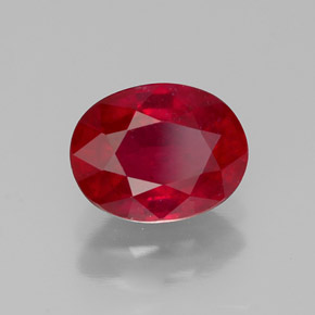 Rubi vermelho natural 1,80ct, corte oval, SI