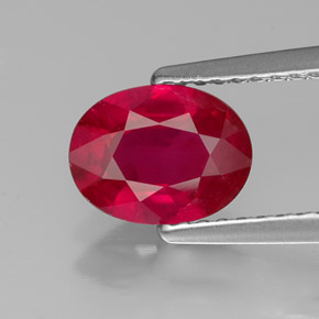 Rubi vermelho natural 1,41ct, corte oval, VS-SI