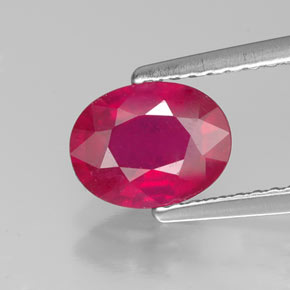 Rubi vermelho natural 1,53ct, corte oval, SI